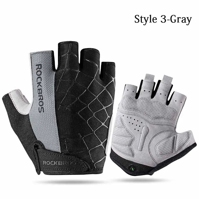 ROCKBROS Half Finger Cycling Gloves Breathable Shockproof MTB Mountain Bike Gloves Mens Outdoor  Bicycle Riding Mittens