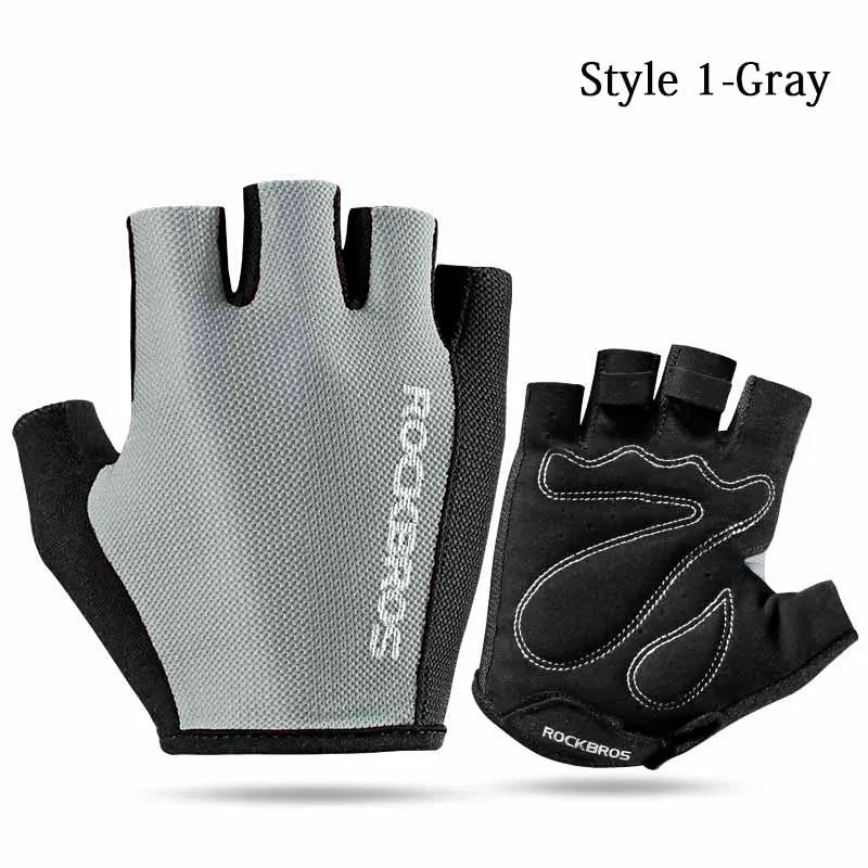 ROCKBROS Half Finger Cycling Gloves Breathable Shockproof MTB Mountain Bike Gloves Mens Outdoor  Bicycle Riding Mittens