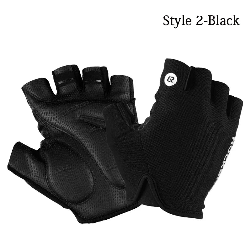 ROCKBROS Half Finger Cycling Gloves Breathable Shockproof MTB Mountain Bike Gloves Mens Outdoor  Bicycle Riding Mittens