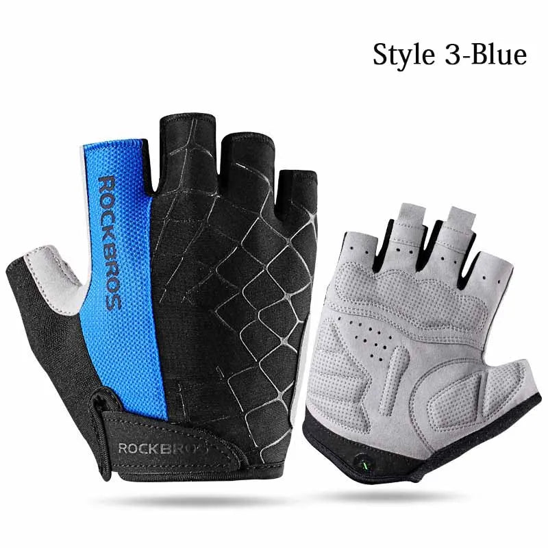 ROCKBROS Half Finger Cycling Gloves Breathable Shockproof MTB Mountain Bike Gloves Mens Outdoor  Bicycle Riding Mittens