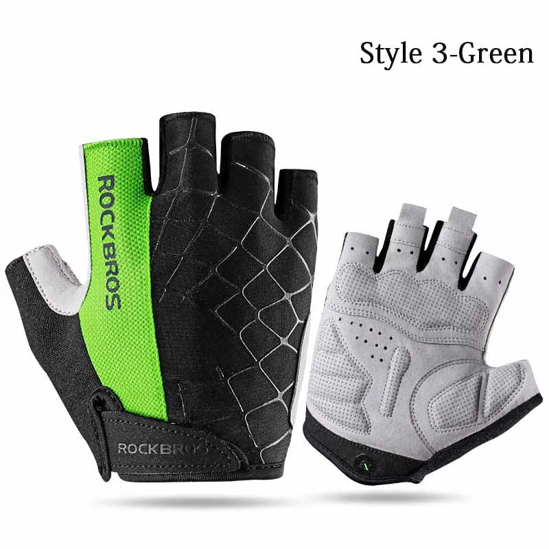 ROCKBROS Half Finger Cycling Gloves Breathable Shockproof MTB Mountain Bike Gloves Mens Outdoor  Bicycle Riding Mittens