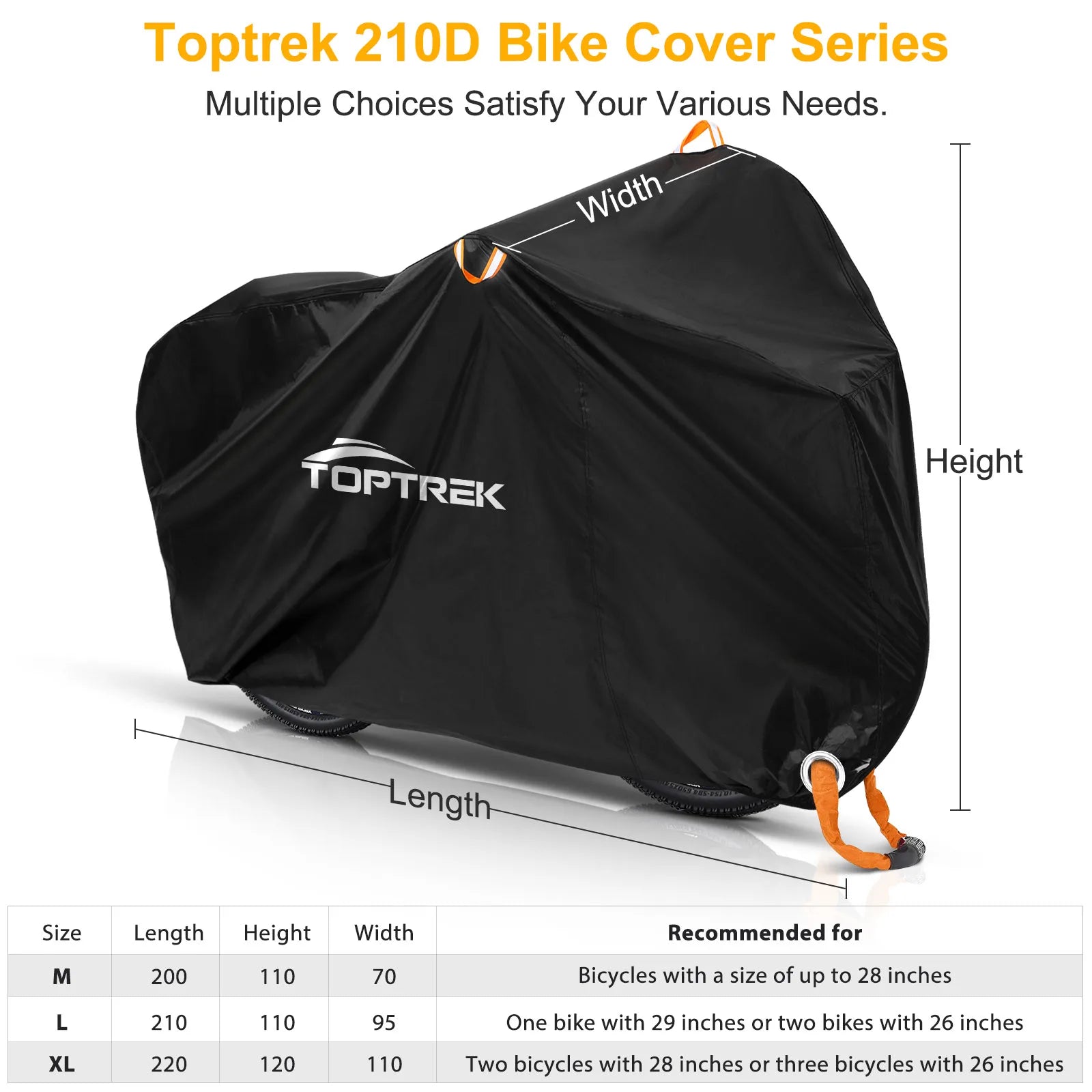Toptrek Bike Cover 210T High Quality Bicycle Protector Multipurpose Rain Snow Dust Waterproof All Weather Protective Covers