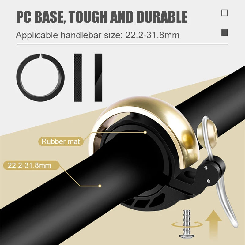 PCycling Bicycle Bell Personality Vintage Crisp And Loud Folding Bicycle Mountain Bike Bell Retro Bike Hands Copper Bell