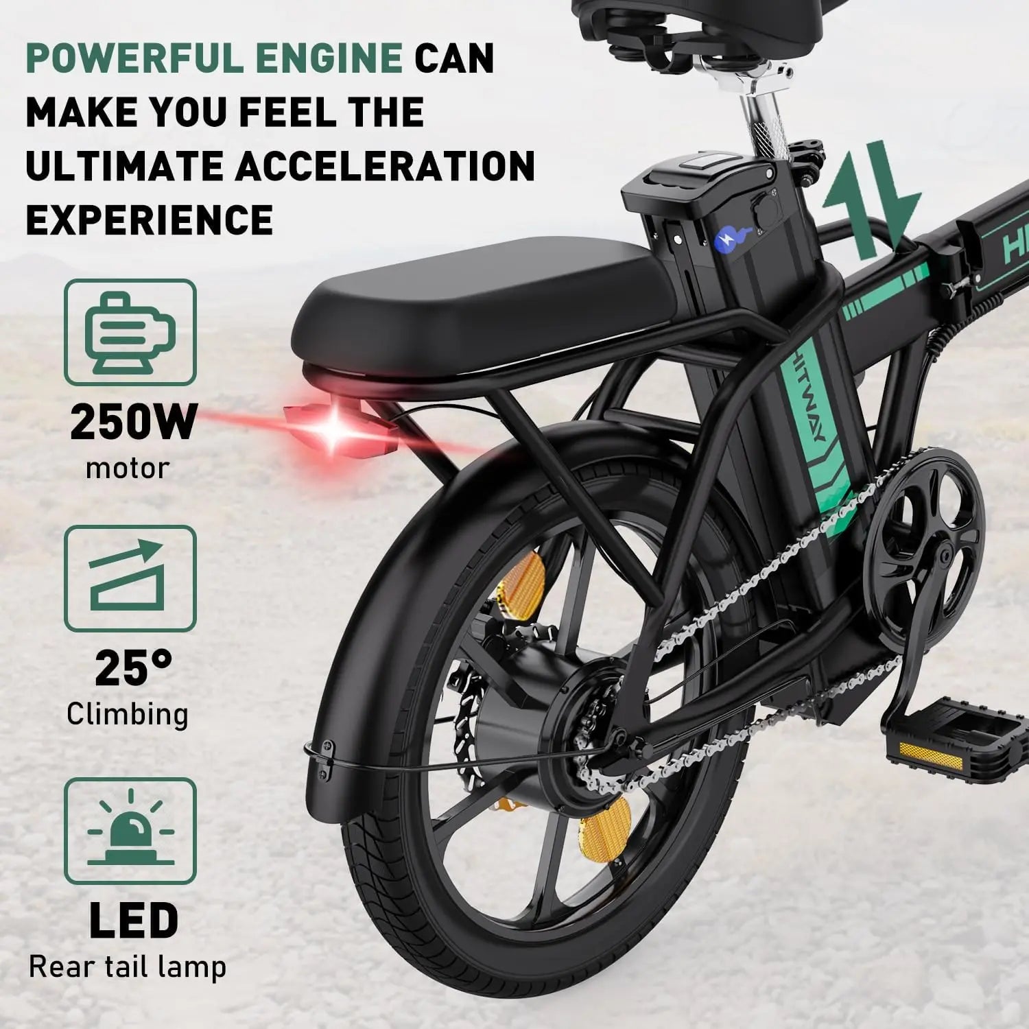 HITWAY Electric bike e-bike foldable city bike Lithium battery 36V/10.4Ah, electric mileage can reach 35-70k