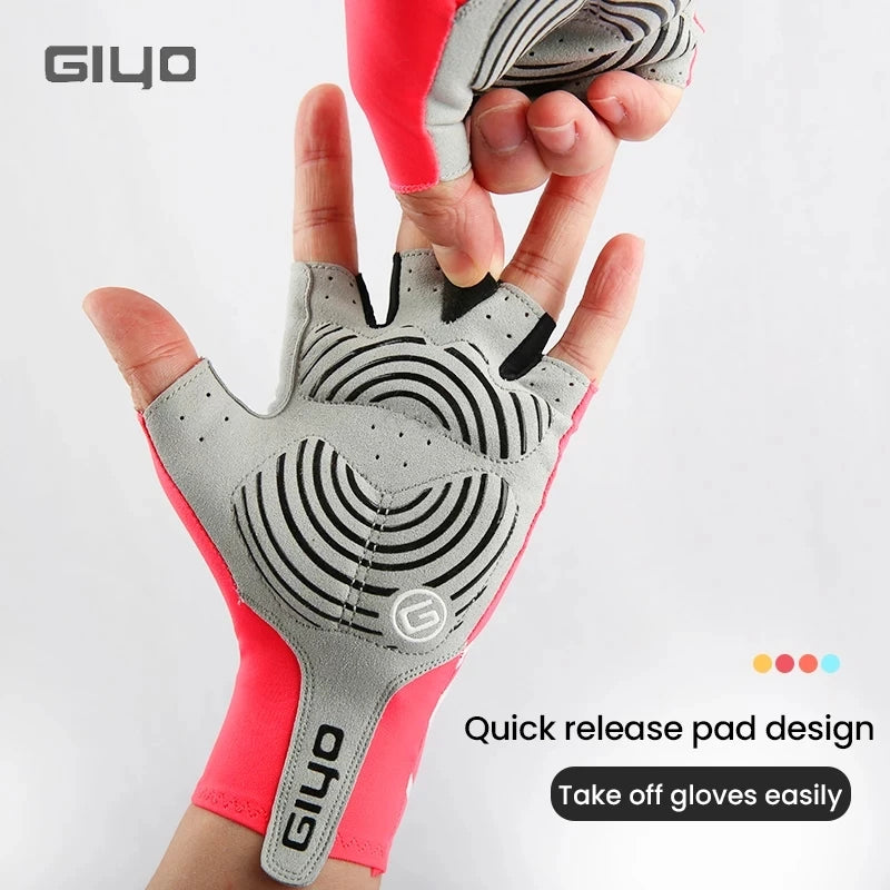 Giyo Half-finger Gloves Anti-slip Bicycle Mitten Fabric Men's Cycling Fingerless Gloves MTB Road Bike Summer Short Gloves