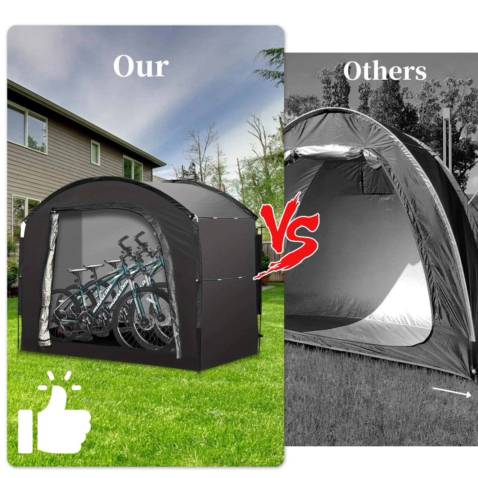 Bike Storage Shed Tent for 1-4 Bikes Portable Outdoor Bike Cover Bicycle Sunshade Covers Shelter Waterproof Durable Bike Tent