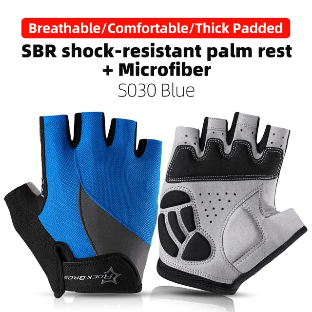ROCKBROS Half Finger Cycling Gloves Breathable Shockproof MTB Mountain Bike Gloves Mens Outdoor  Bicycle Riding Mittens
