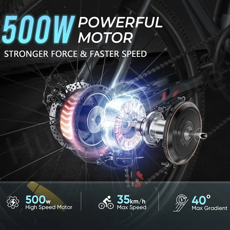 EU Stock Samebike RS-A01 Men Electric Bike 500W Motor 36V 13Ah Lithium Battery 35Km/h Max Speed 26 inch MTB Mountain Bicycle