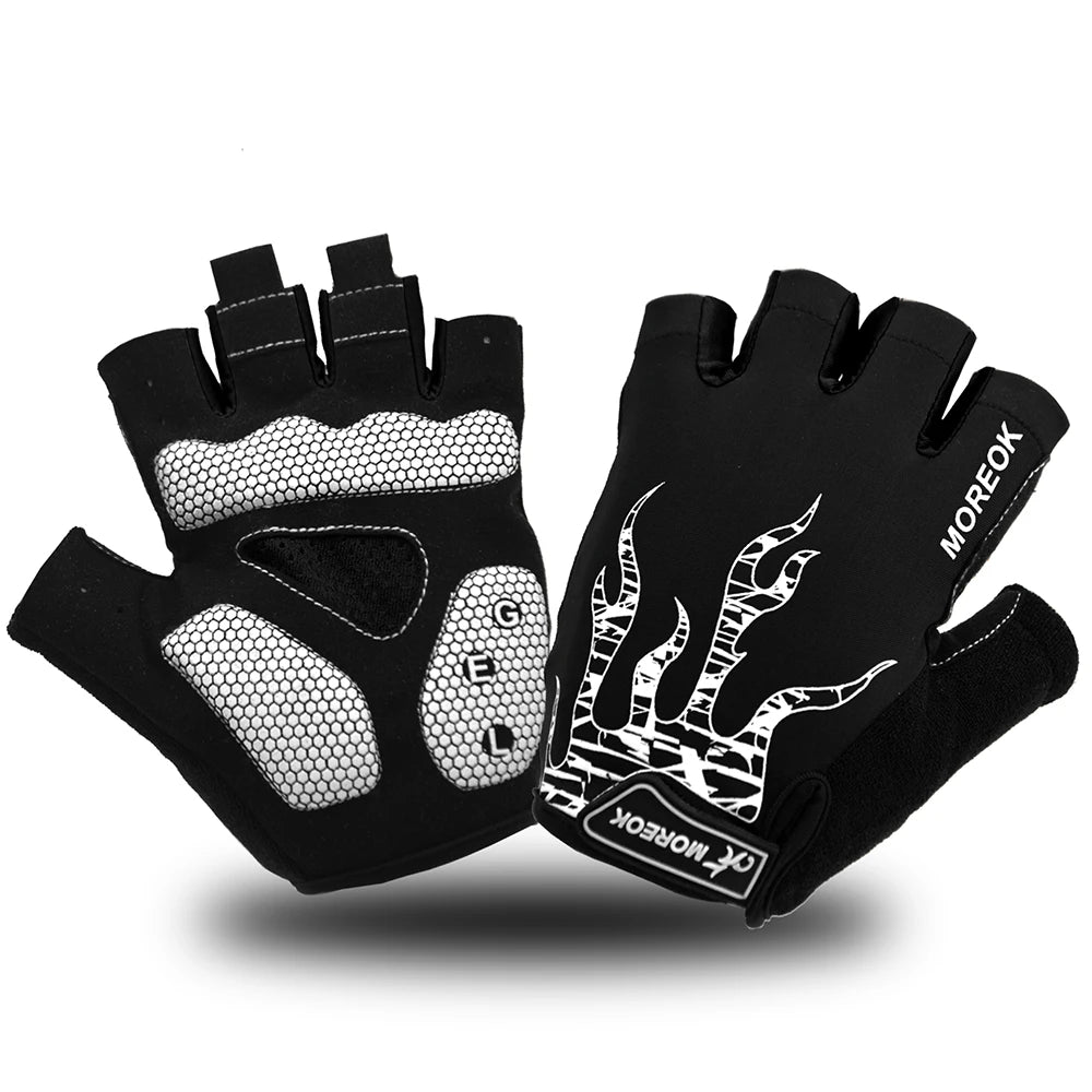 MOREOK Bike Gloves Breathable 5mm Gel Pads MTB Mountain Road Bicycle Gloves Shock-absorbing Half Finger Cycling Gloves Men Women